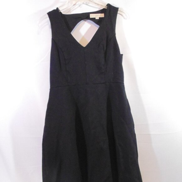 LOFT Dresses & Skirts - Loft Fit & Flare Dress Black v-neck Keyhole back size Small Petite